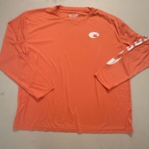 Men's Costa Technical Crew Long Sleeve T-Shirt in Salmon size Large